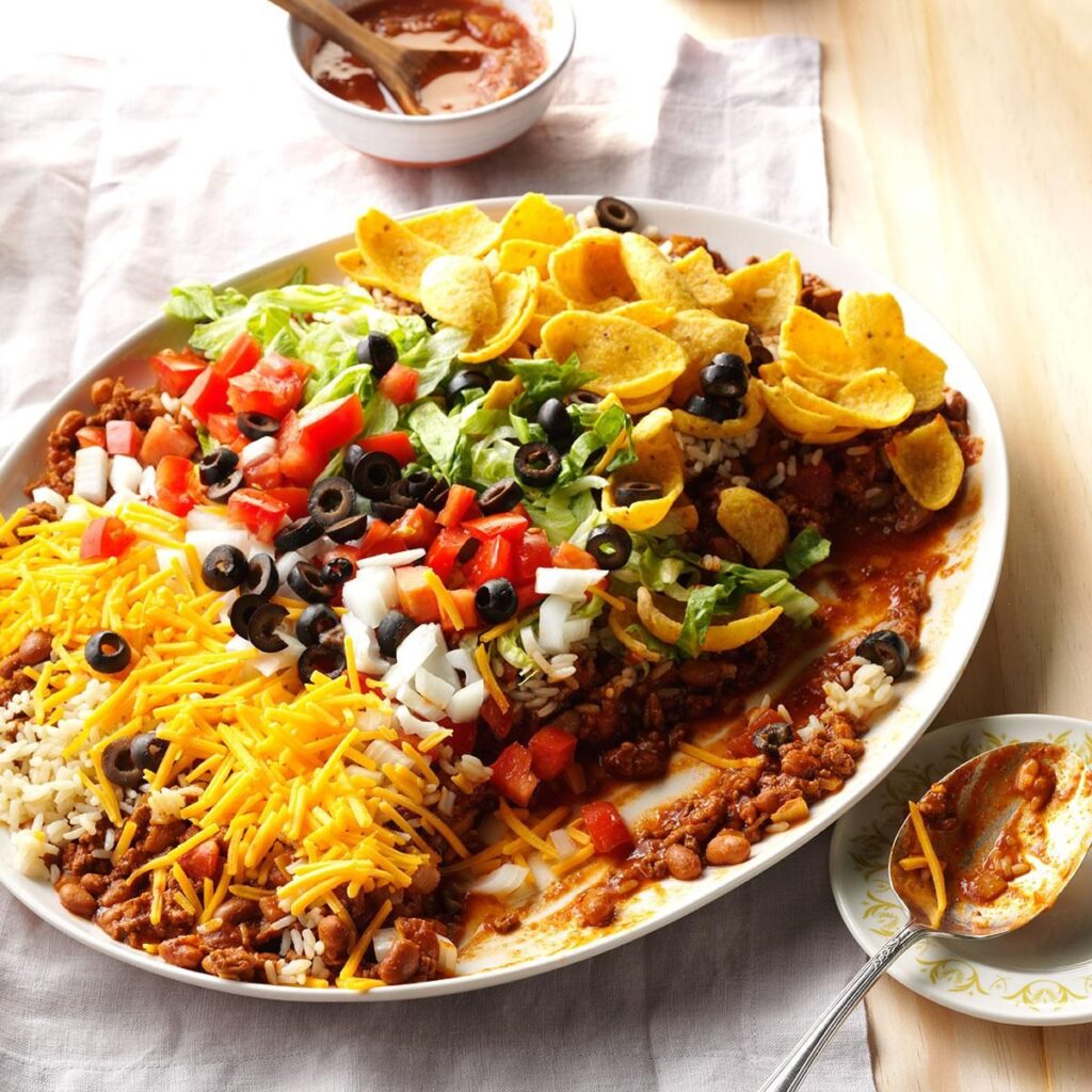 Texas Taco Dip Platter: GOOD FOOD FOR GAME DAY