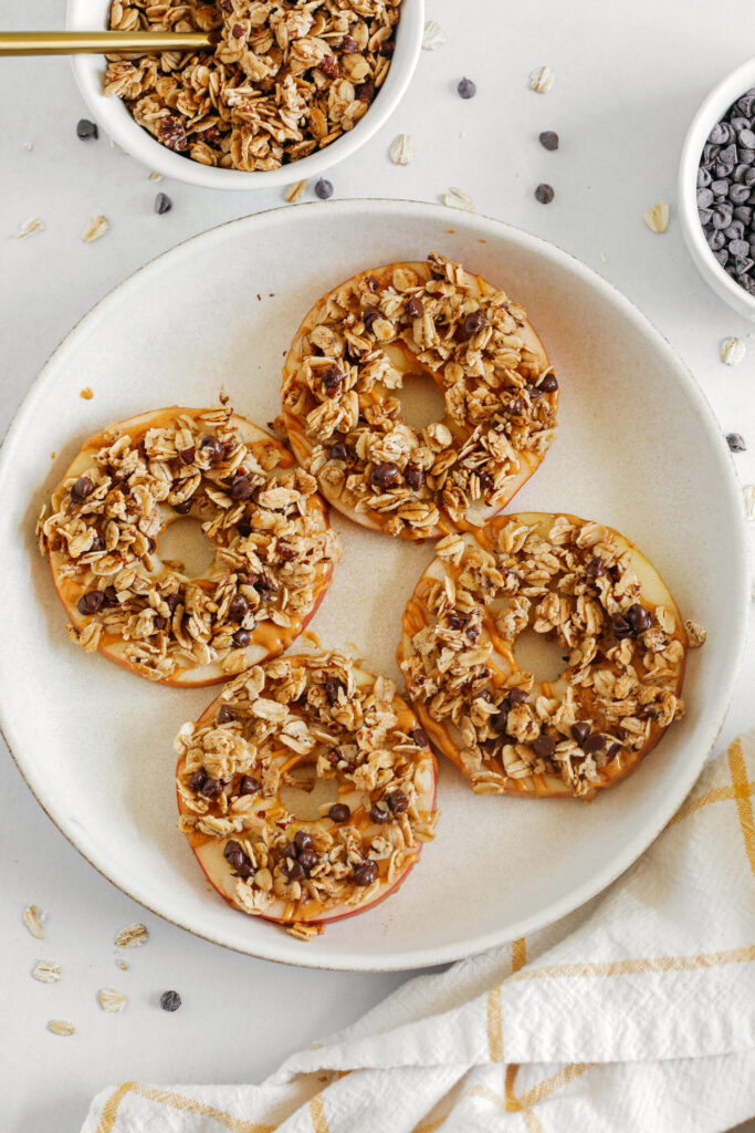 no-bake peanut-apple balls by mixing peanut butter, honey, oats, and dried apples