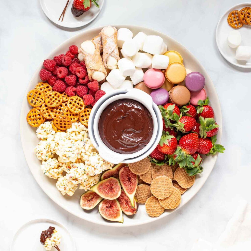 Decadent Chocolate Fondue with Fruit and Pastry Dippers