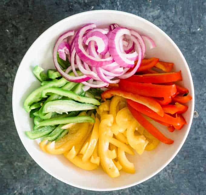  bell peppers and onion chopped