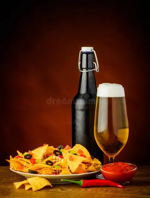 Nachos and Spicy Foods with beer