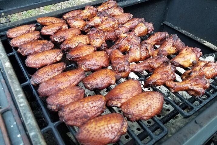 smoking chicken wings