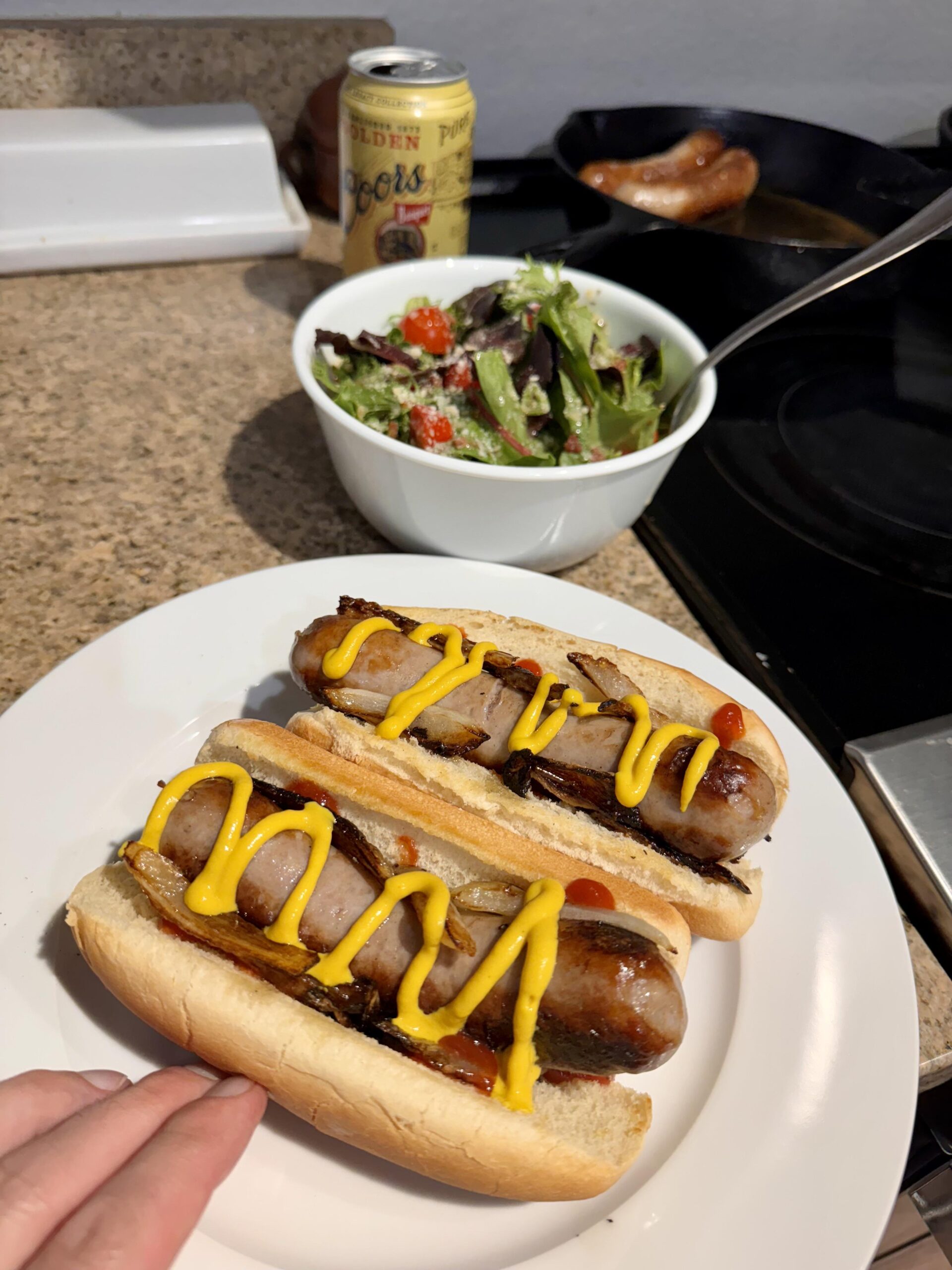 Classic Hot Dogs with beer