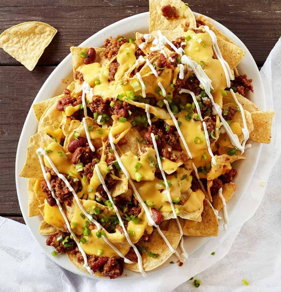 Food ideas for football game day chili cheese nacho